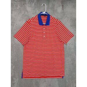 RLX Ralph Lauren Shirt Mens Large Red Striped Short Sleeve Polo Performance Golf